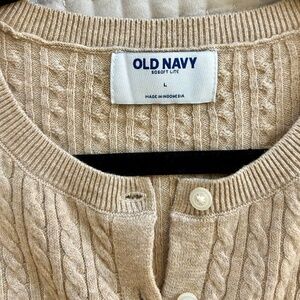 Old Navy - SoSoft Cable Crop Cardigan Sweater - Oatmeal Heather - Size Large